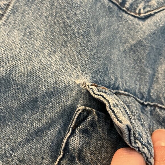 Y2K Wrangler Shirt Mens Blue Cotton Denim Western Pearl Snap Cowboy Vintage - Picture 7 of 8